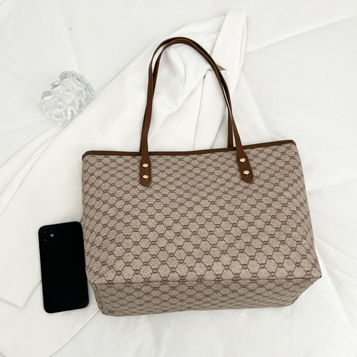 Luxe vintage dames schoudertas - Tote Bag Leather Monogram recensie en prijs